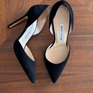 Manolo Blahnik Black D’Orsay Suede Heels